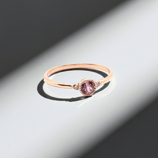 Bague Justine or 18K grenat Malaya diamants champagne