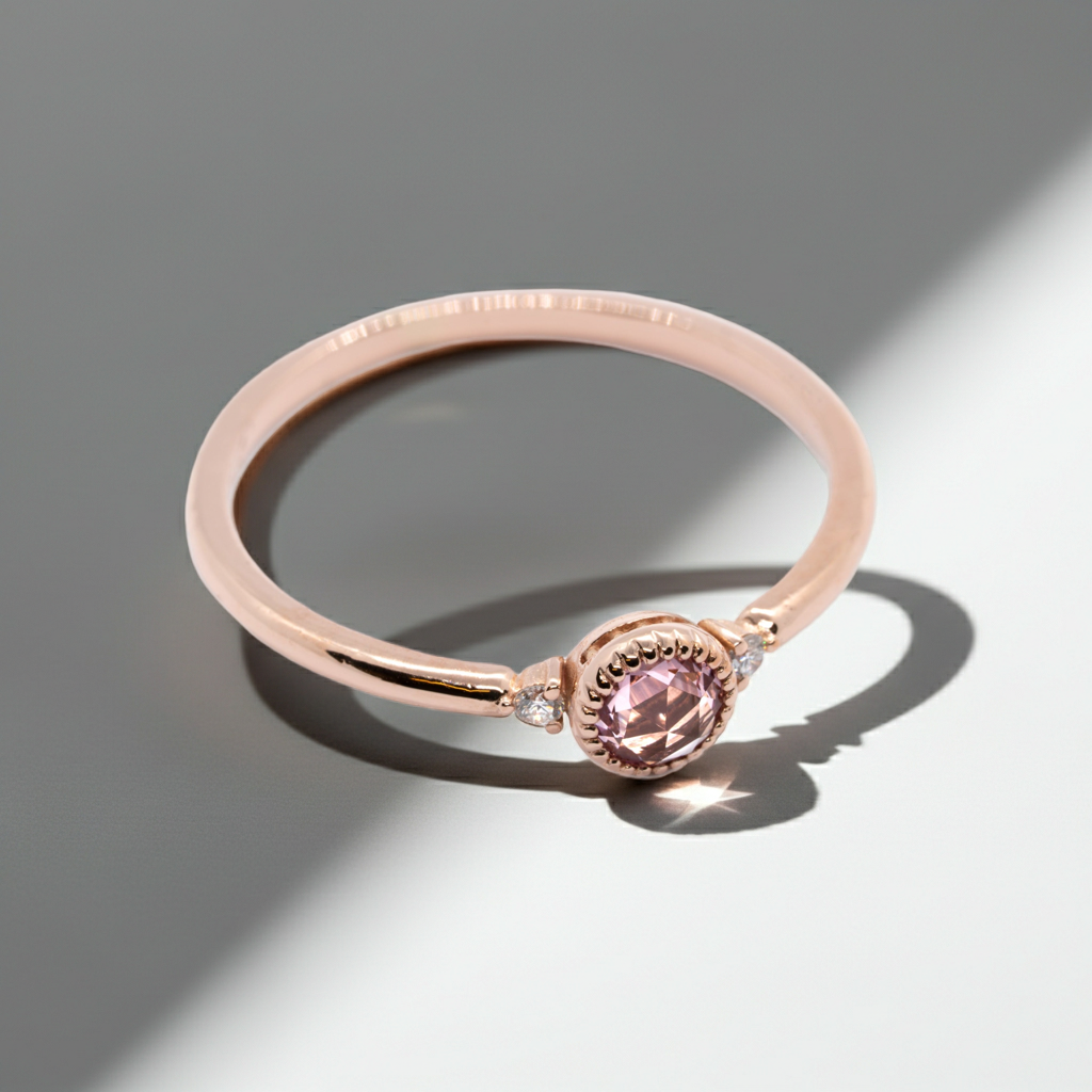 Bague Justine grenat malaya rosecut or rose 18k