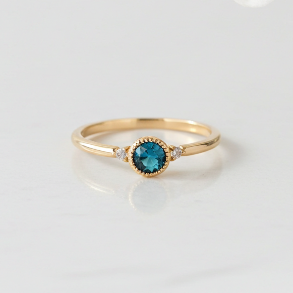 Bague Justine or 18K topaze London blue 