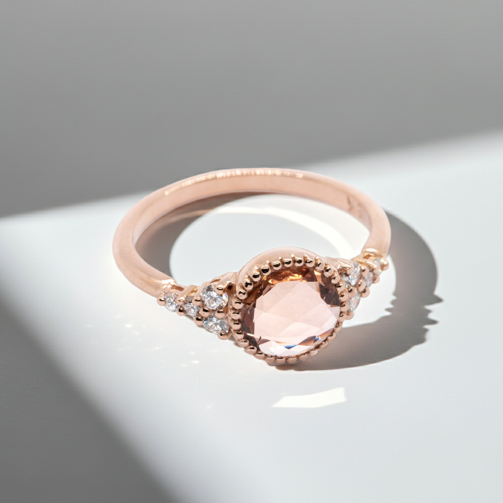 Bague Thida or 18K saphir rosecut 0,94ct diamants