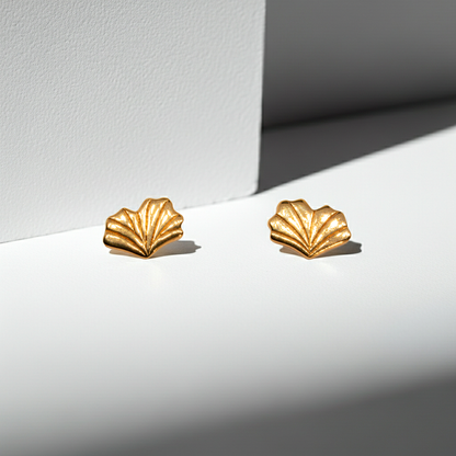 Boucles d'oreilles feuilles de gingko argent 925 plaqué or jaune