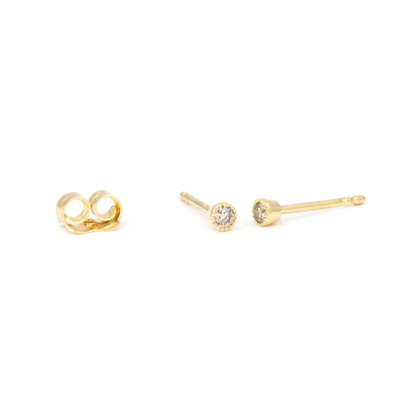 Puces diamants champagne en or jaune 18K