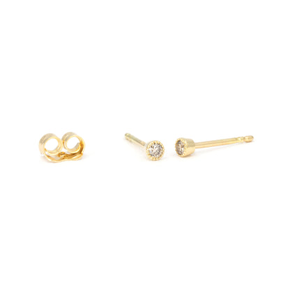 Puces diamants champagne en or jaune 18K