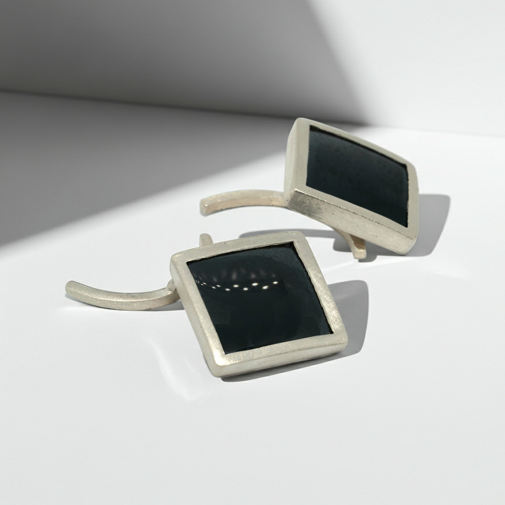 Boutons de manchettes en argent 925 et hématites