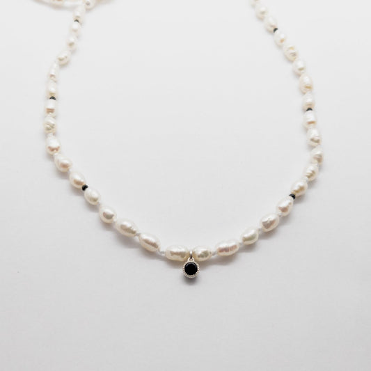 Keshi pearl and spinel necklace