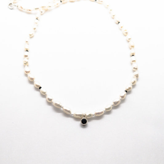 Keshi pearl and spinel necklace